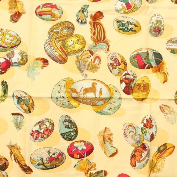 HERMES Carre 90 Scarf ""COUVEE D'HERMES"" Silk Yellow Auth 139210 - Picture 11 of 14